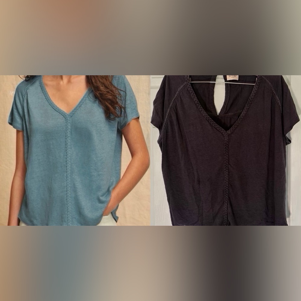 Wrap London Plait-Detail T-Shirt in Linen Jersey, Charcoal Grey